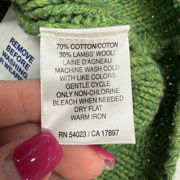 VTG Y2K Old Navy Womens M Cable Knit Sweater Chunky Fisherman Preppy Wool Cotton - Picture 4 of 11